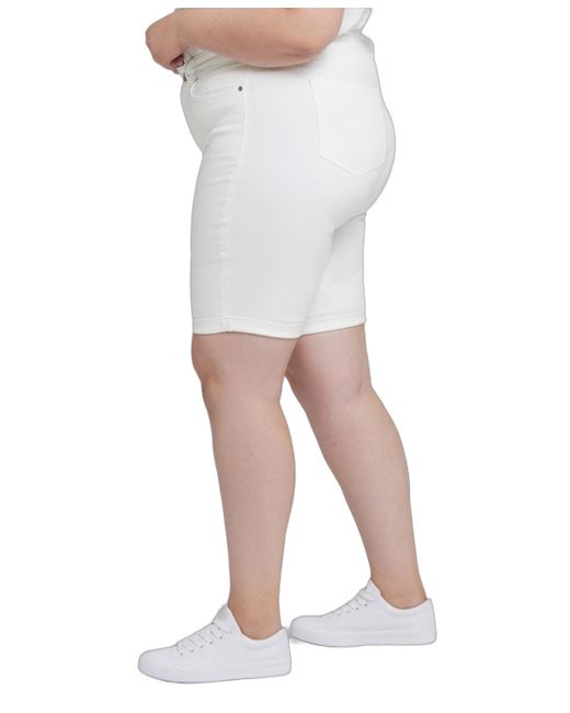 NYDJ White Plus Size Briella Roll Cuff Denim Shorts
