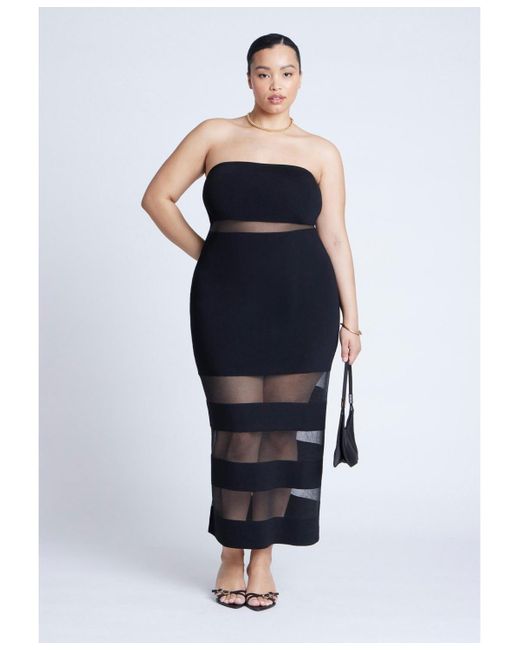 Eloquii Blue Plus Size Sheer Panel Maxi Dress