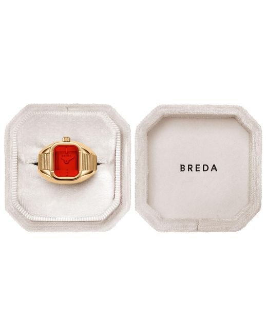 Breda Orange 'nocturne' Gold Expandable Ring Watch