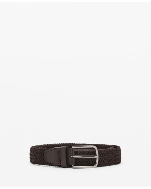 Mango White Braided Elastic Belt for men