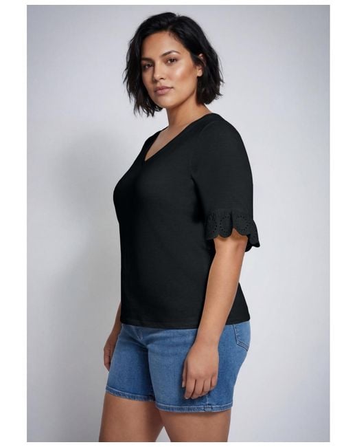 Avenue Blue Eyelet Trim Top