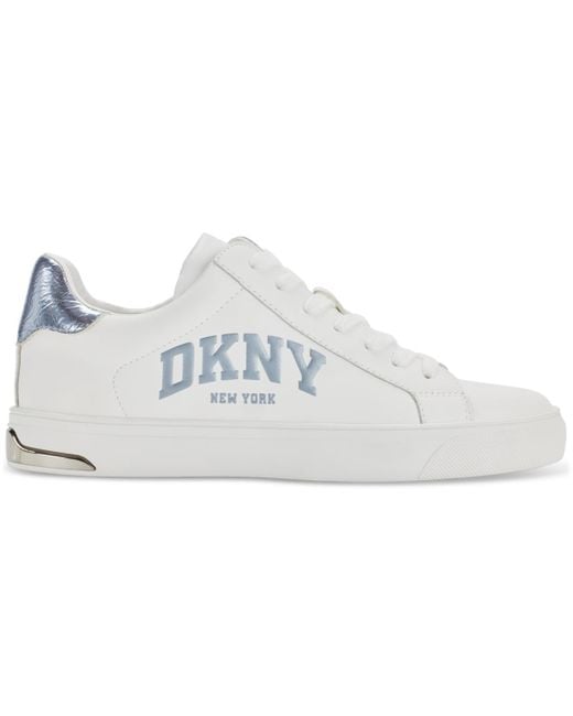 DKNY White Abeni Arched Logo Low Top Sneakers