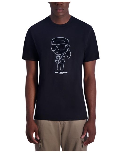 Karl Lagerfeld Blue Slim Fit Short-sleeve Large Karl Character Graphic T-shirt for men