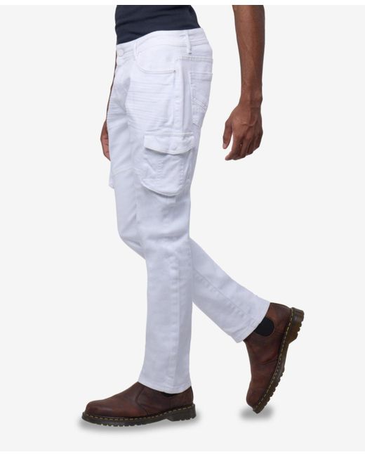 Xray Jeans Blue Slim Fit Stretch Cargo Jeans for men