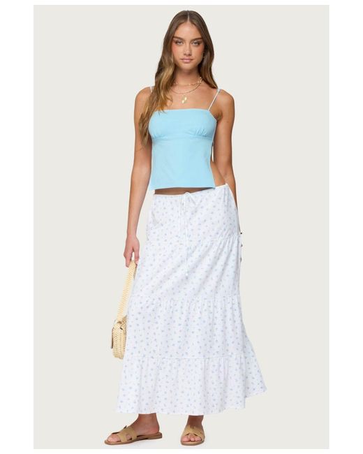 Edikted Blue Jinx Polka Dot Open-back Top