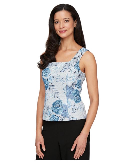 Alex Evenings Blue Layered Printed Camisole & Matching Jacket