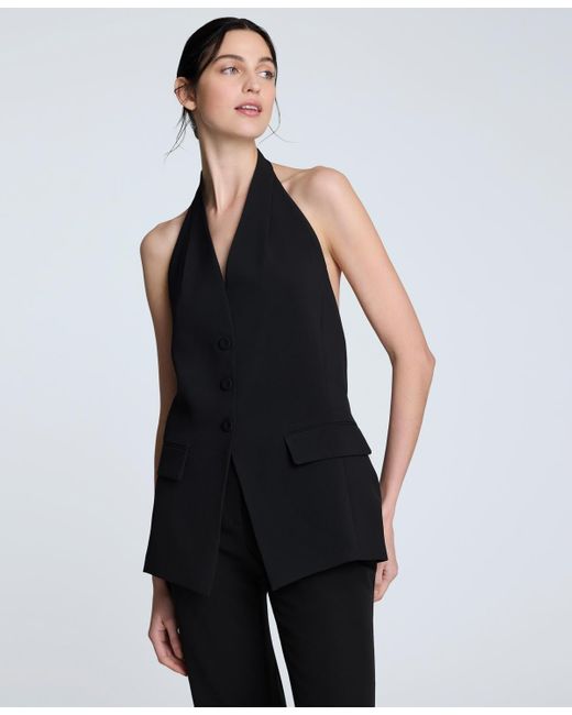 Kenneth Cole Blue Luxe Twill Three-button Halter Vest