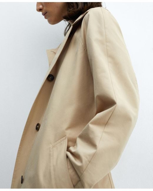 Mango Natural Belted Cotton Trench Coat
