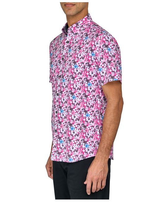 Society of Threads Regular-fit Non-iron Performance Stretch Blurred Floral Button-down Shirt for men