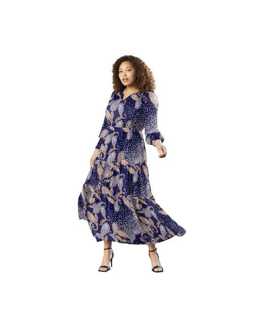 June + Vie Blue June + Vie June + Vie Tiered Maxi Dress