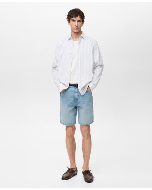 Mango Blue Denim Washed Effect Bermuda Shorts for men
