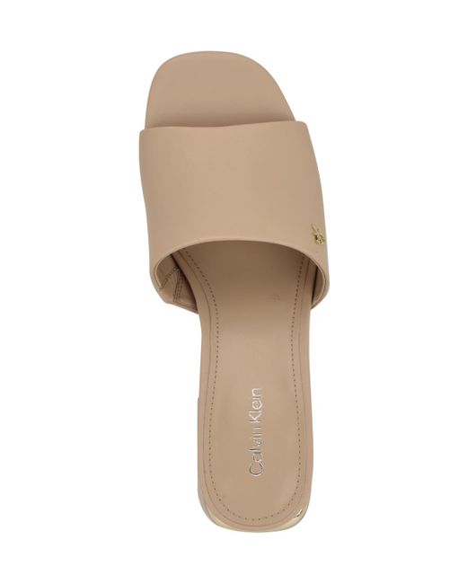 Calvin Klein Brown Rowena Block Heel Slip-on Sandals