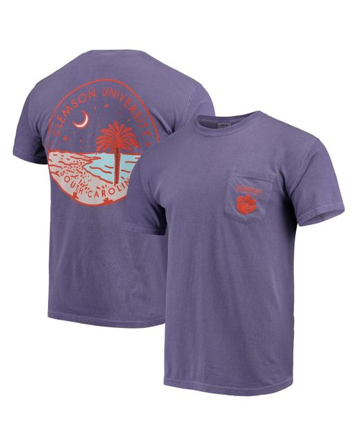 Image One Purple Clemson Tigers Circle Scene Comfort Colors Pocket T-shirt for men