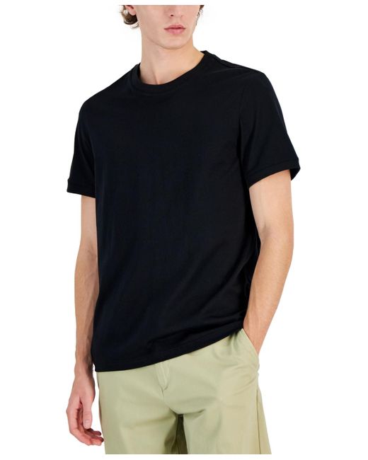 Alfani Black Mercerized Cotton Short Sleeve Crewneck T-shirt for men