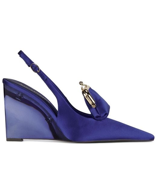 Jeffrey Campbell Blue Pay-me Pointed-tie Vinyl Wedge Pumps