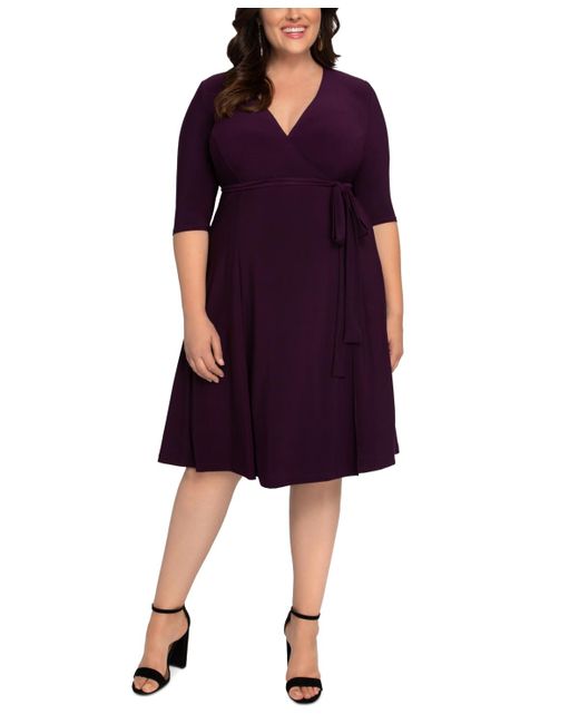 Kiyonna Purple Plus Size Essential Wrap Dress