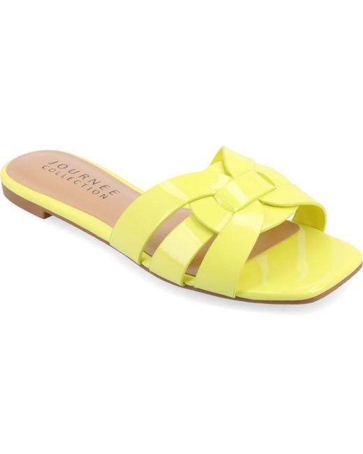 Journee Collection Yellow Arrina Tru Comfort Foam Wide Width Slip On Slide Flat Sandals