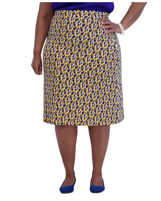 Kasper Natural Printed Ity Pull-on A-line Skirt