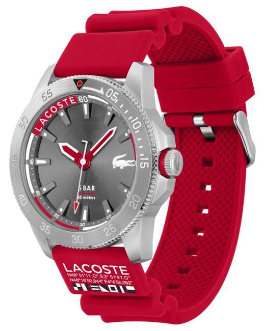 Lacoste Gray Silicone Strap Watch 46mm for men