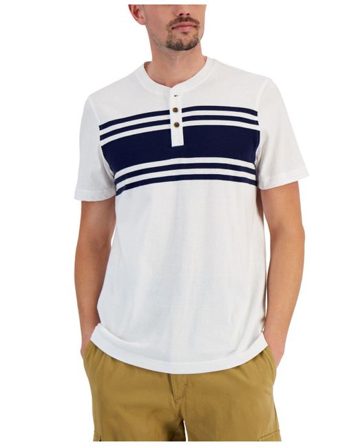 Club Room Cotton Stripe Henley, Created For Macy's in Bright White ...