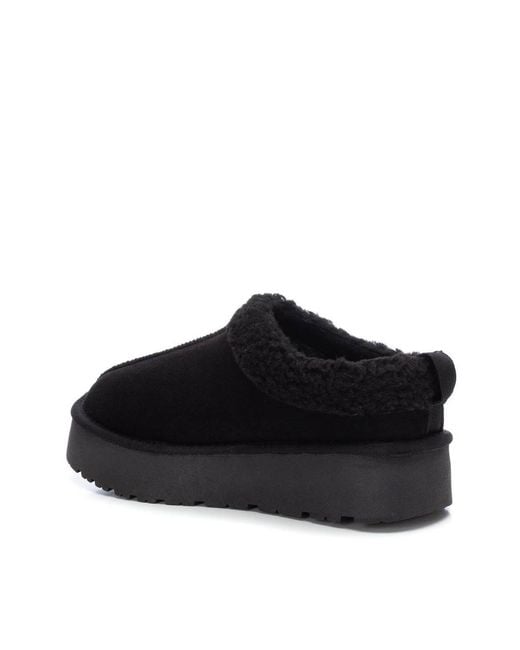 Xti Black Platform Suede Clog Slippers By