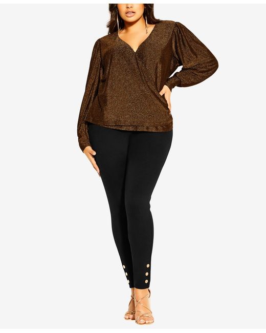 City Chic Brown Plus Size Glowing Lurex Top