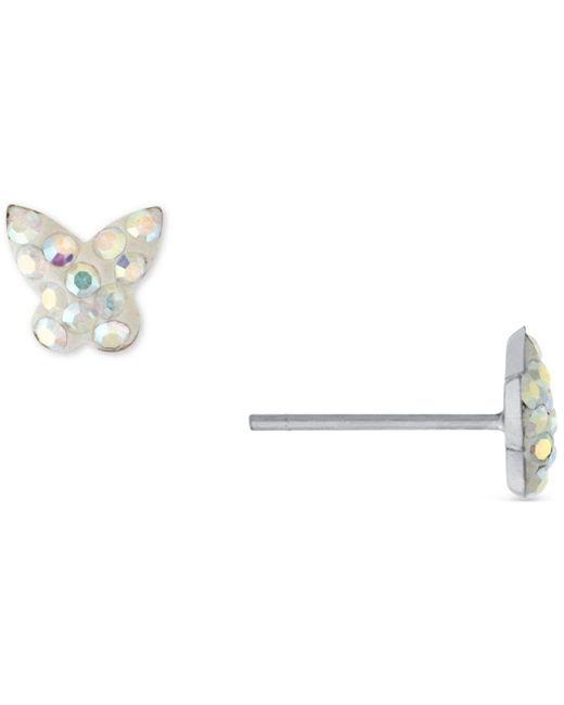 Giani Bernini Metallic Crystal Butterfly Stud Earrings In Sterling Silver, Created For Macy's
