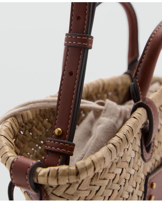Mango Brown Small Double Handle Natural Fiber Bag