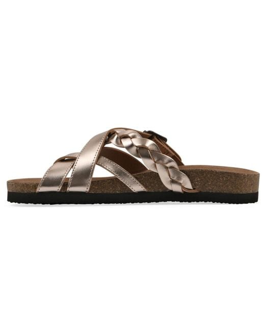 White Mountain Brown Harrington Round Toe Flat Sandals