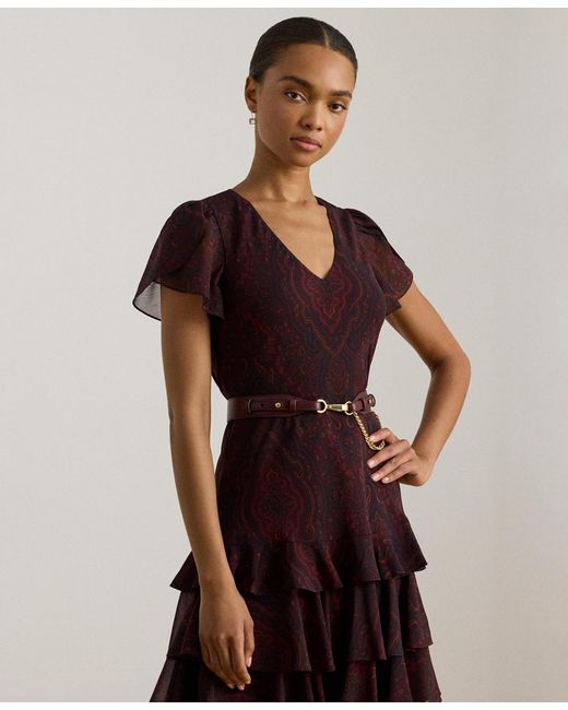 Ralph Lauren Paisley Drop-waist Dress in Red | Lyst