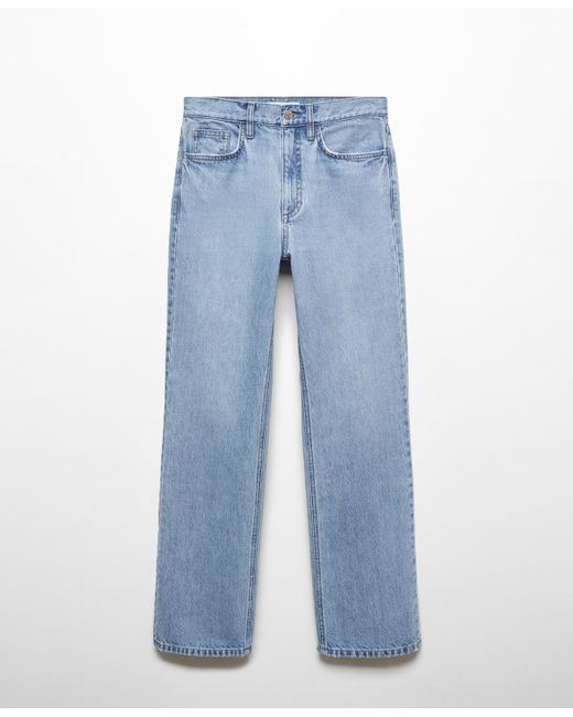 Mango Blue Mid-rise Straight Jeans