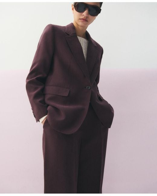 Mango Purple Lyocell Suit Blazer