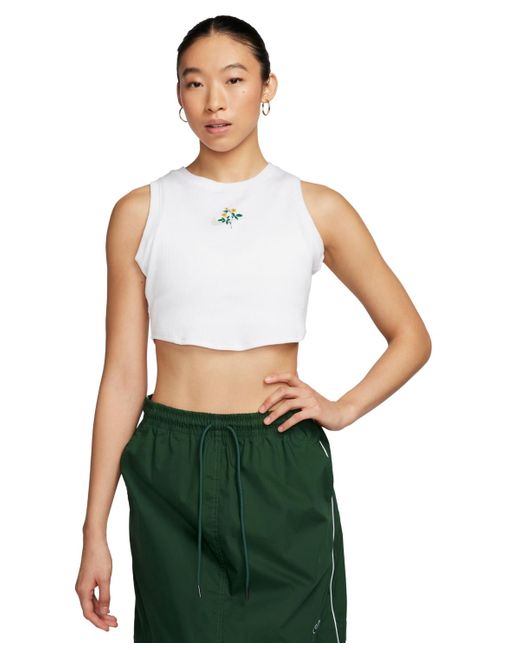 Nike Green Sportswear Essential Cropped Ribbed Tank Top