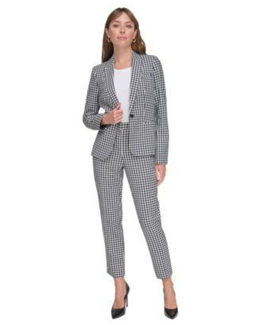Tommy Hilfiger Gray Gingham One Button Blazer Sloane Gingham Ankle Pants