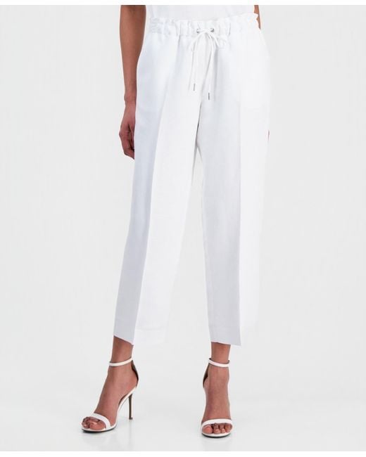 Anne Klein White Petite Wide-leg Cropped Pants