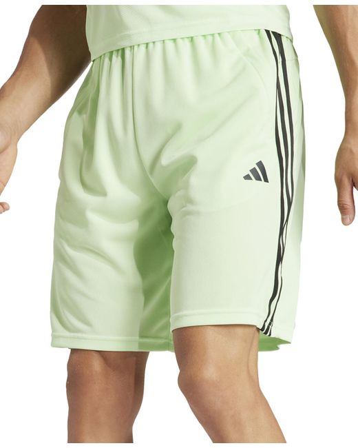 Adidas Green Train Essentials Classic-fit Aeroready 3-stripes 10" Training Shorts for men