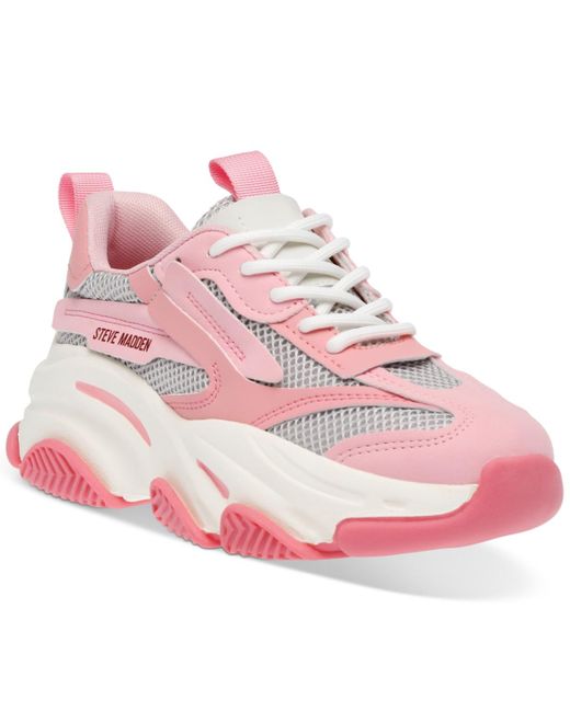 Steve Madden Pink Possession Chunky Lace-up Sneakers