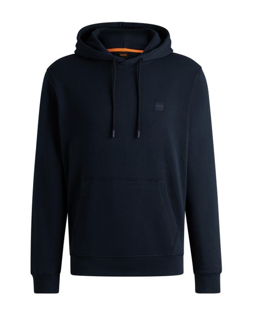 Boss Blue Boss By Logo Patch Cotton-terry Hoodie for men