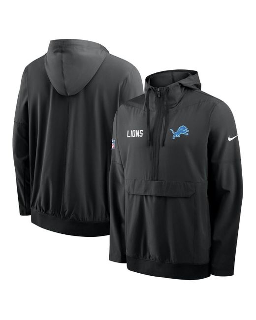 Nike Black Detroit Lions Sideline Alt Pack Anorak Half-zip Hoodie Jacket for men