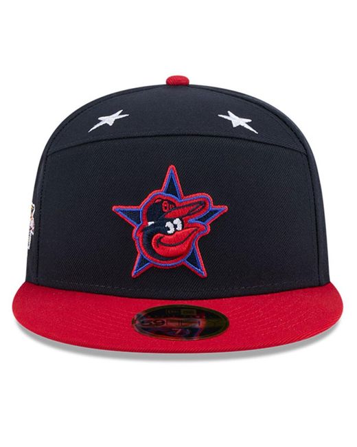 KTZ Blue Navy/red Baltimore Orioles 2025 Mlb All-star Game Workout Side Patch 59fifty Fitted Hat for men