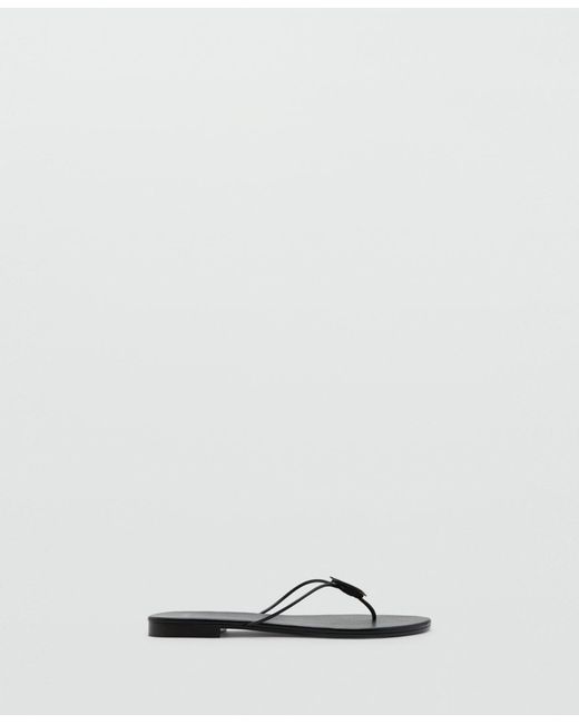 Mango White Shell Detail Leather Sandals