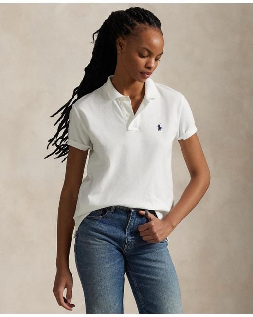 Polo Ralph Lauren Women's White Classic-fit Mesh Polo Shirt