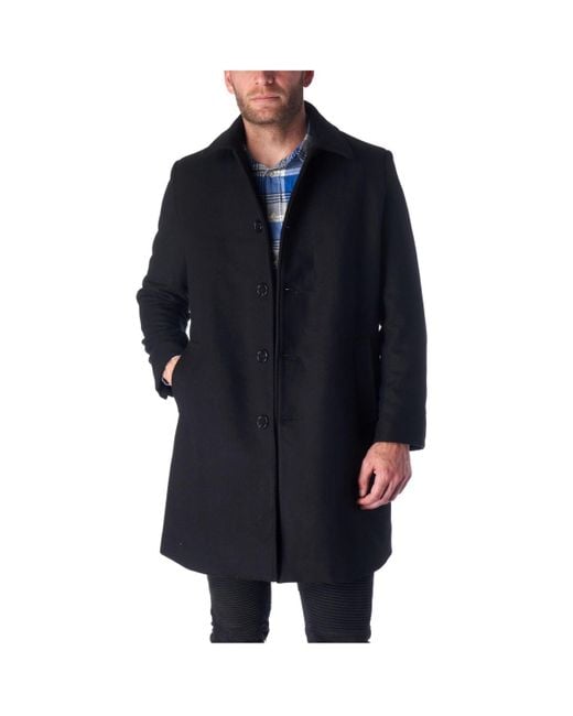 Alpine Swiss Blue Orson Wool Blend Top Coat Winter Car Coat Long Tailored Jacket for men