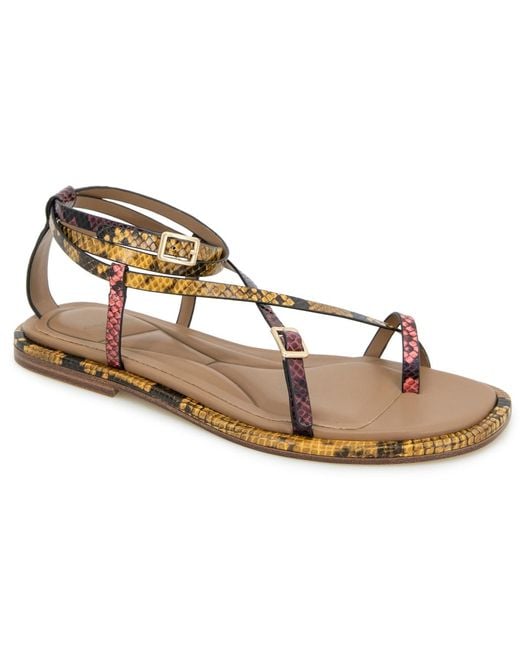 Kenneth Cole Metallic Paros Square Toe Flat Sandals