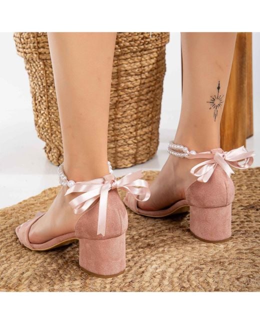 Forever & Always Shoes Pink Illy Low Block Heel Sandals