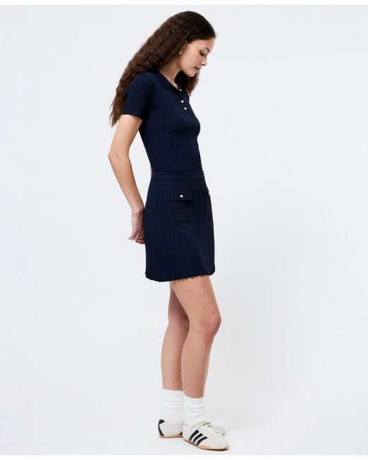 French Connection Blue Crinkle-knit Two-pocket Mini Skirt