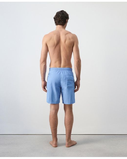 Mango Blue Basic Drawstring Swimsuit for men