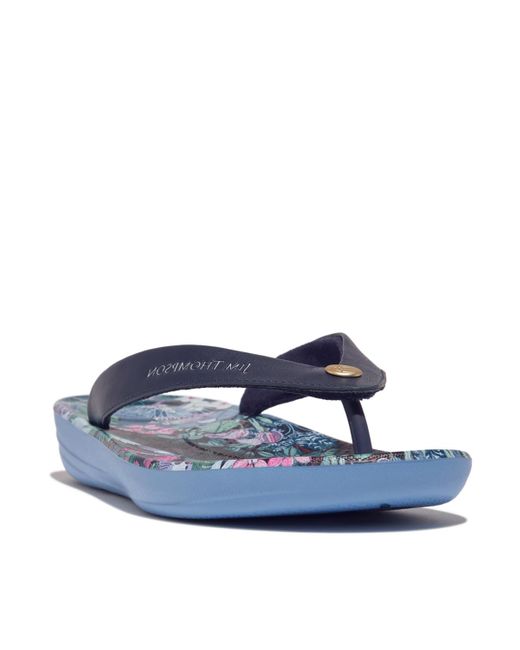 Fitflop Blue Iqushion X Jim Thompson Leather Flip-flops