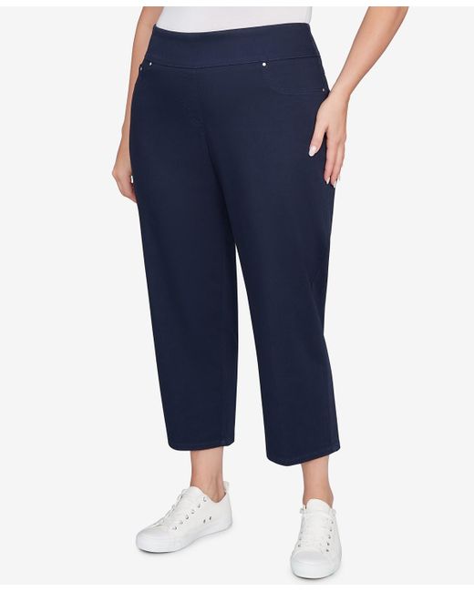 Ruby Rd Blue Plus Size Soft Denim Faux Pocket Pants