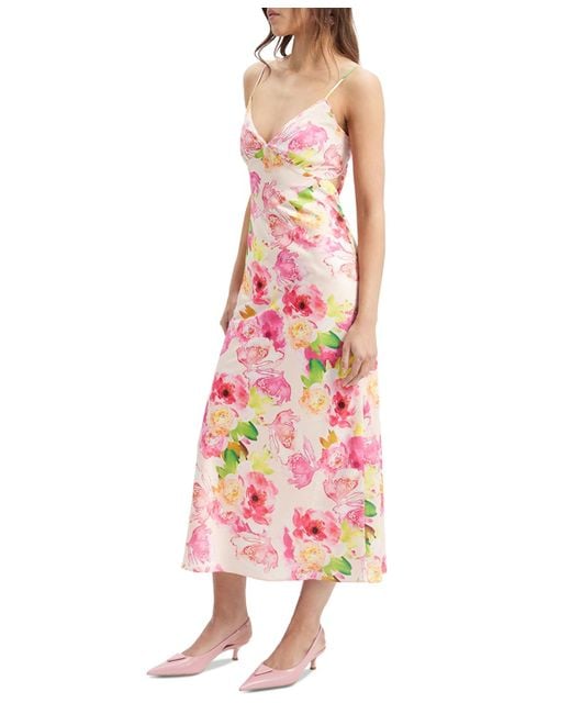 Bardot Pink Malinda Floral-print Sleeveless Slip Dress